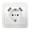 Розетка СП з.к. с двумя USB 2А белая CLASSICO 2047 IN HOME