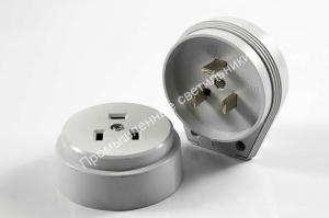 Разъем РШ-ВШ 32А/250В белый пластик 9123 IN HOME (6) 1