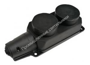 Колодка 2 гн.16А з/к каучук с заглушками черный IP44 1-2.SALE (22) 1