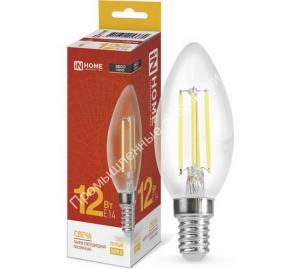Лампа LED-СВЕЧА-deco 12W/3000K/E14/1350Lm прозрачная IN HOME (10/50) 1